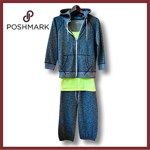 NWOT American Eagle Grey Hoodie & Joggers Set w/ Reflective Logo & Matching Cami